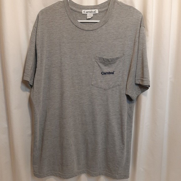Carnival Cruise Line Men's Short Sleeve Gray/Grey Embroidered Pocket T Shirt XL - Picture 1 of 9